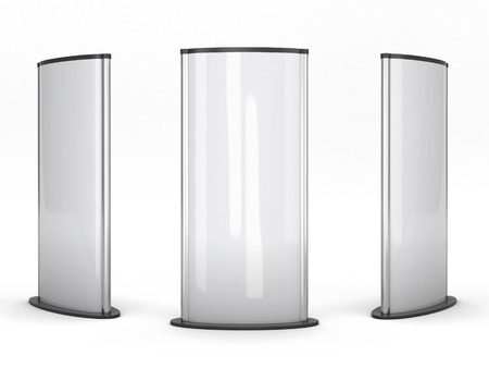 Three urban billboards isolated on white background. 3d illustration.の写真素材