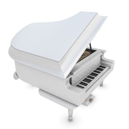 White grand piano on a white background. 3d render image.の写真素材