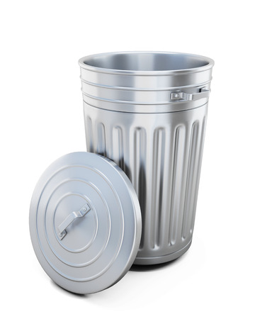 Opened trash can isolated on white background. 3d illustration.の写真素材