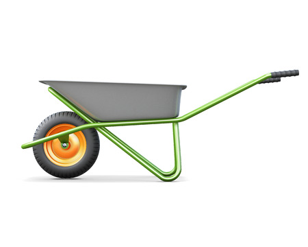 Wheelbarrows for construction side view isolated on white background. 3d illustration.の写真素材