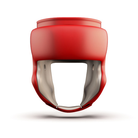 Red boxing helmet front view clipping path. 3d render image.の写真素材