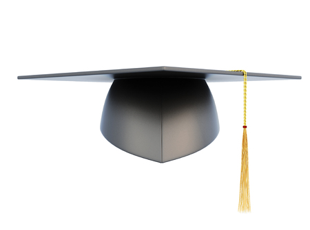 Graduation hat isolated on white background. Front view. 3d illustration.の写真素材