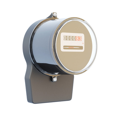 Retro electric meter isolated on white background. 3d rendering.