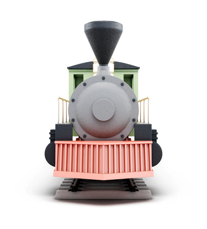 Front of the old locomotive isolated on a white background. 3d rendering.の写真素材