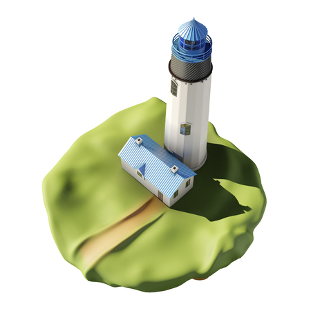 Lighthouse isolated on white background. 3d rendering.の写真素材