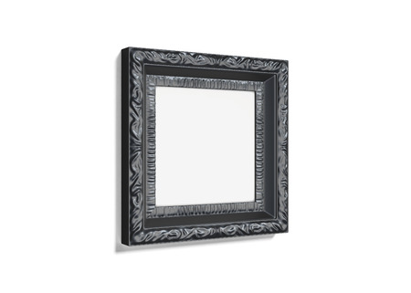 Black photo frame with pattern on white background. 3d rendering.の写真素材