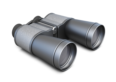 Black binoculars isolated on white background. 3d rendering.の写真素材