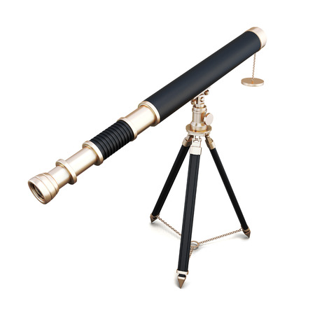 Telescope on stand isolated on white background. 3d render image.の写真素材