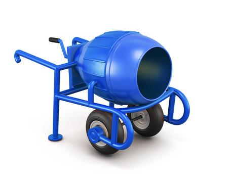 Manual concrete mixer isolated on white background. 3d rendering.の写真素材