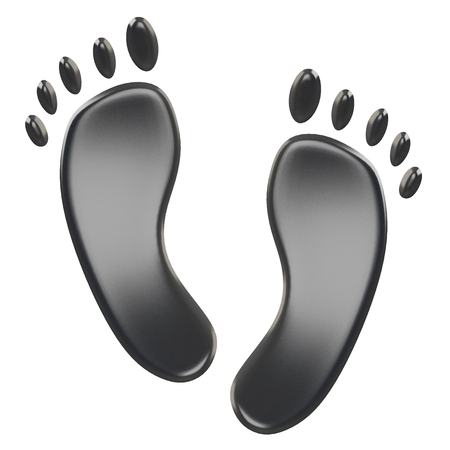 Footprints isolated on white background. 3d rendering.の写真素材