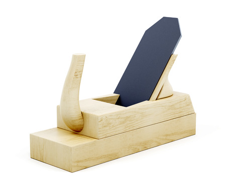 Wood plane tool isolated on white background. 3d rendering.
