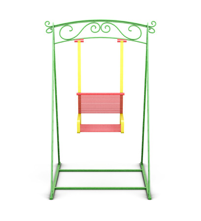 Metal baby swing isolated on white background. 3d renderingの写真素材