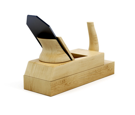 Wood plane tool isolated on white background. 3d illustration.