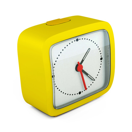 Square alarm clock on white background. 3d render image.