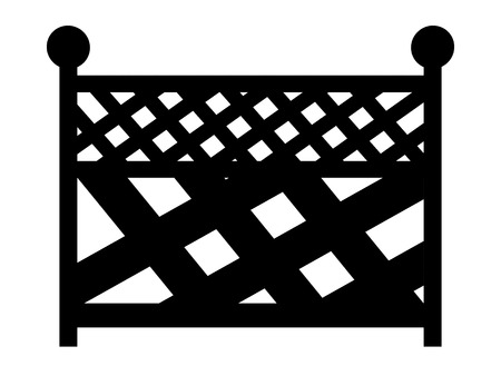 Black outline of a fence. 3d illustration on white backgroundの写真素材