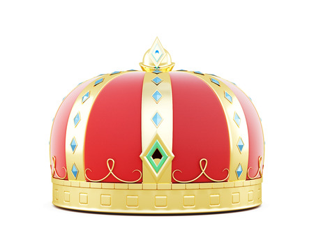 3d illustration of a royal crown. Image isolated on white backgroundの写真素材