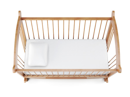 Wooden crib isolated on white background. 3d rendering.の写真素材