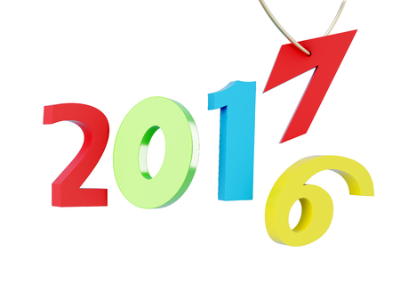 Happy new year 2017 isolated on white background. 3d rendering.の写真素材