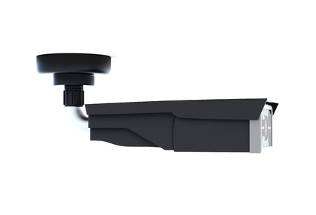 Ceiling-mounted surveillance security camera isolated. 3d rendering.