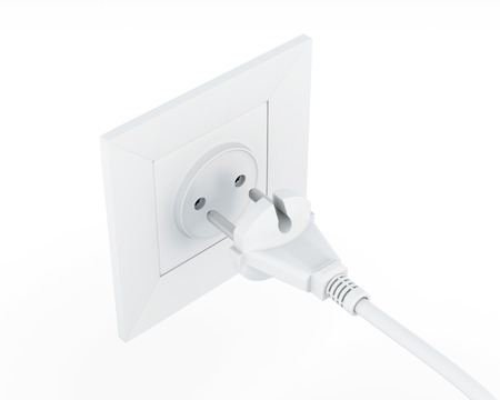 Socket and plug isolated on a white background. 3d rendering.