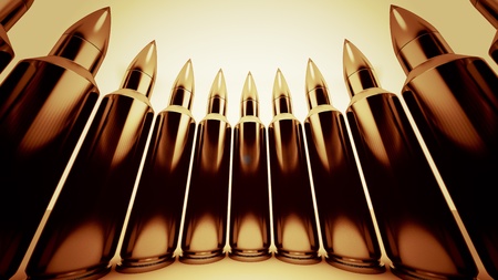 View on a circle of steel bullets.
