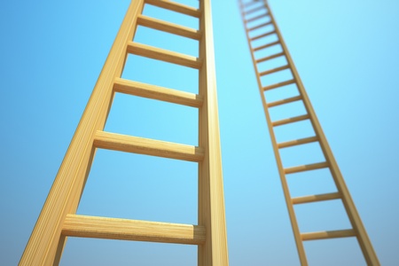 Ladders on a blue sky background の写真素材
