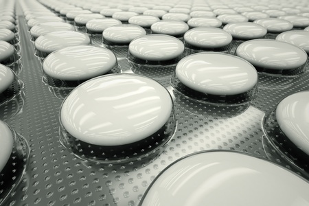 Closeup shot of white, unnamed tablets in a blister packaging  Perfect for any medicine or pharmaceutical related purposes の写真素材