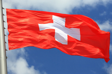 Flag of Switzerland against the sky