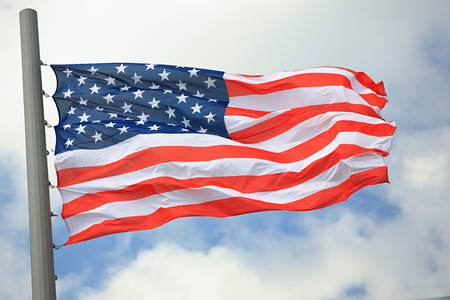 Flag of the USA against the sky