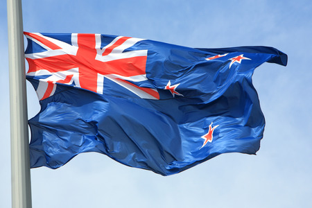 New Zealand flag against the sky