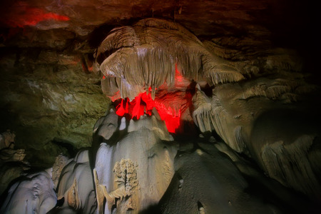 Natural sculptures in the form of figures in a karst caveの写真素材