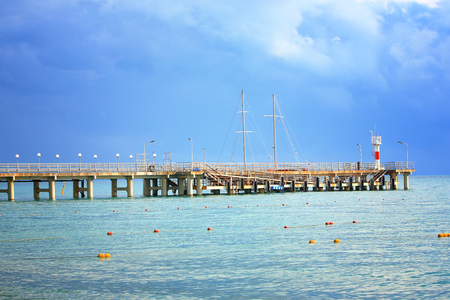The beacon on a pier in the Black Seaの写真素材