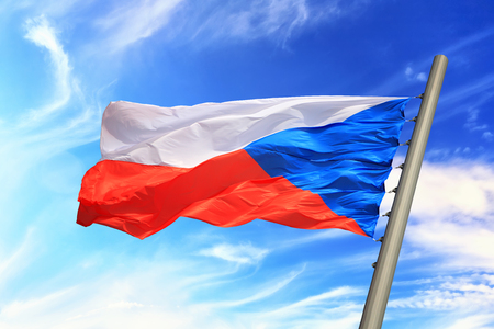 Flag of the Czech Republic against the background of the skyの写真素材