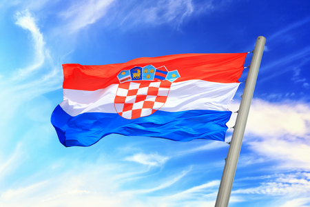 Flag of Croatia against the background of the skyの写真素材