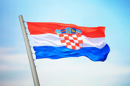 Flag of Croatia against the background of the skyの写真素材