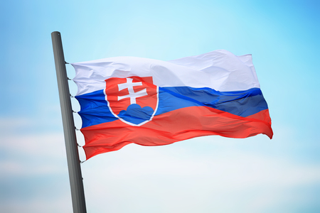 Flag of Slovakia against the background of the skyの写真素材