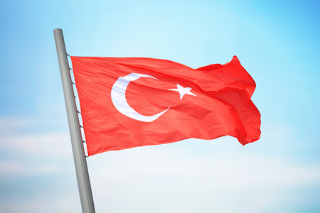 Flag of Turkey against the background of the skyの写真素材