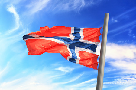 Flag of Norway against the background of the sky