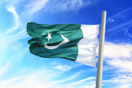 Flag of Pakistan against the background of the sky