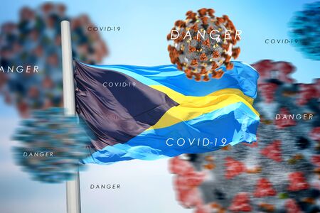 3D collage Bahama flag amid coronavirusの写真素材