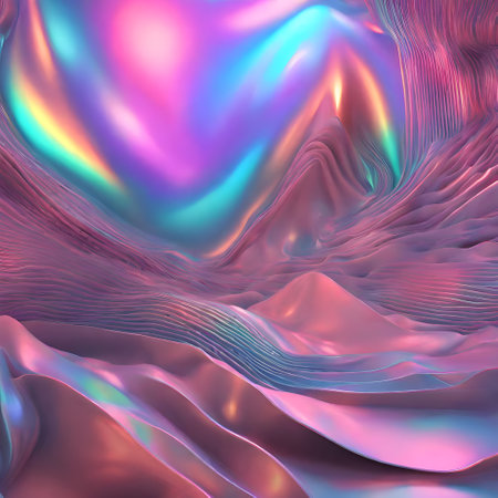 Holographic Abstract liquid background. Holo bright and colorful poster. Pink-Blue art. High qualityの素材