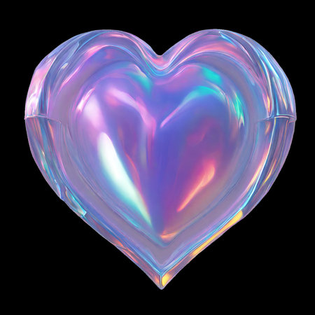 holographic element in the shape of a heart PNG. holo geometry shape. High qualityの素材