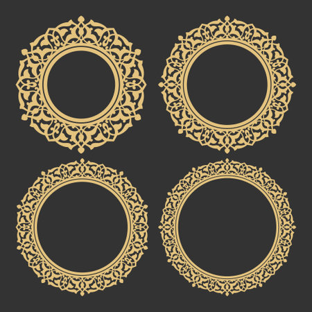Round arabic and islamic frame ornament setのイラスト素材