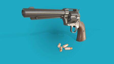 3d gun illustration on blue background