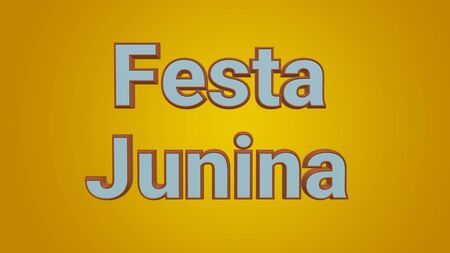 Festa Junina 3d Illustration on Yellow Background. Brazil June Festival Design Typography for Greeting Card, Invitation or Holiday Poster 3drenderの写真素材