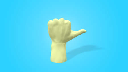 3d render hand isolated,minimal fashion background, mannequin body part, show, presentation,on blue backgroundの写真素材
