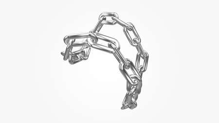3d render steel Chain links isolated on white backgroundの写真素材