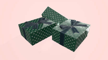 3d rendering Christmas and New Year's Day,gift box with ribbon on pink background