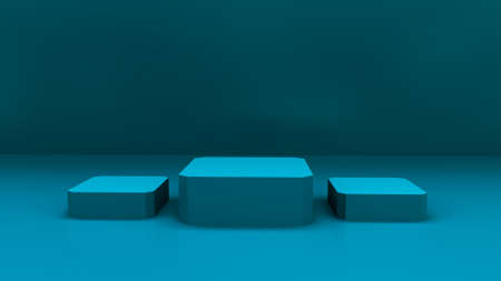 3d rendering square product display podium mockup and a showcase pedestalの写真素材