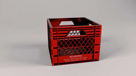 3d rendering blank red shopping basket on white background